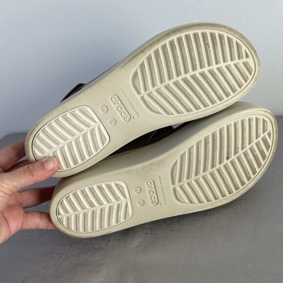CROCS Brooklyn Platform Sandal Chunky Y2K Beige Tan Women's Size 8 - Picture 11 of 13